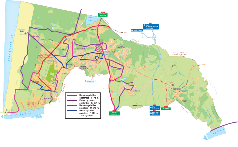 Carte des voies cyclables actuelles et futures