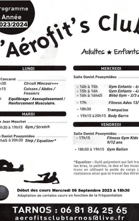 Programme Aerofit club Tarnos 2023 2024 Programme Aerofit club Tarnos 2023 2024