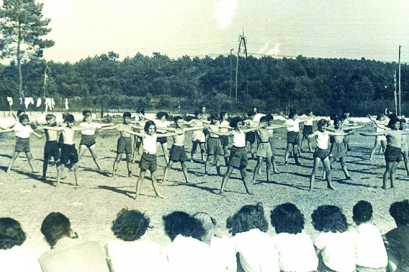 Une exhibition de gymnastique réalisée par les sportifs amateurs