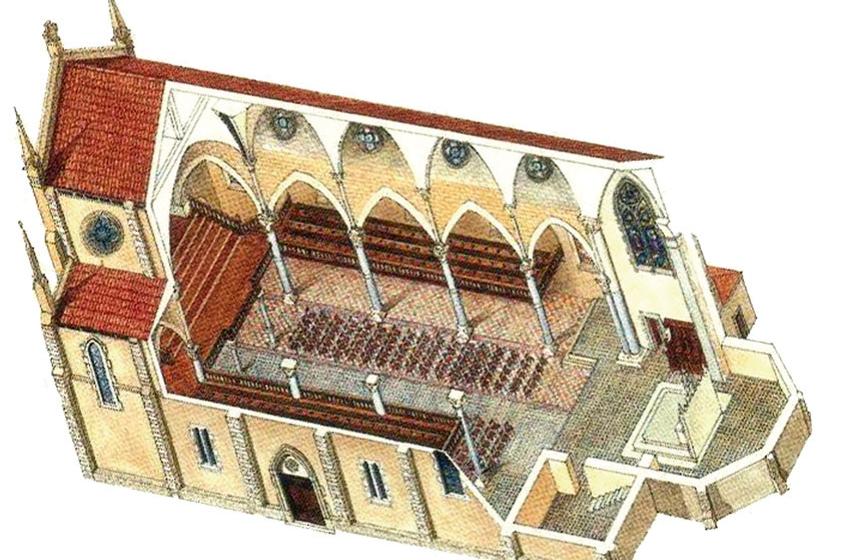 Vue axonométrique de l’Église des Forges par Dominique Duplantier.