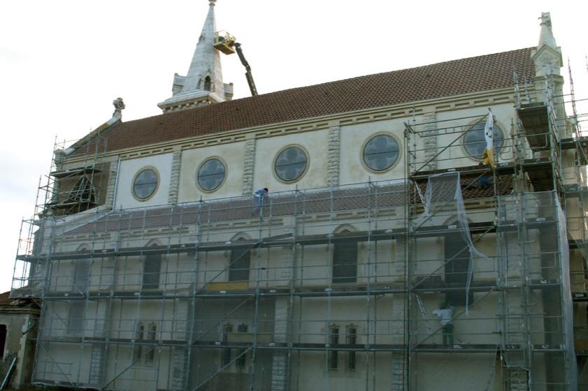 Travaux de réhabilitation de l’Église, façade Ouest. 2007, Ville de Tarnos