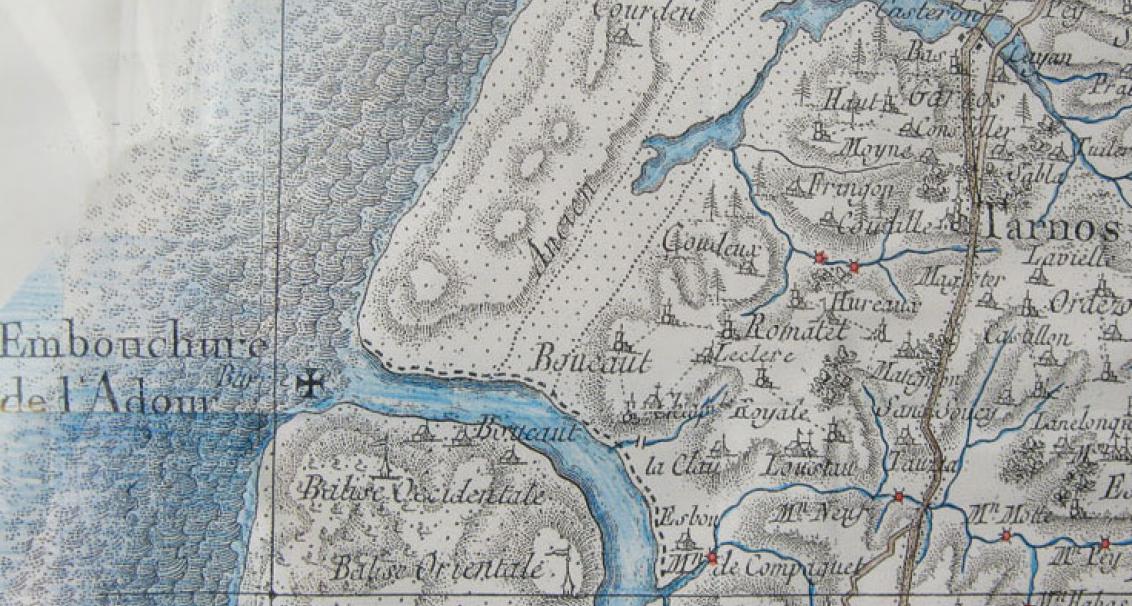 Extrait de la Carte de Cassini mentionnant Castillon. XVIIIème siècle