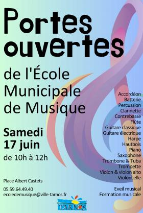 affiche ecole municipale musique tarnos conservatoire portes ouvertes